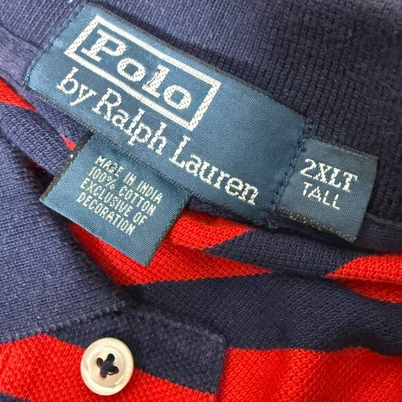 Polo by Ralph Lauren Men's Polo Size 2 XLT Red, Blue and White Stripe -July 4th - Picture 2 of 6